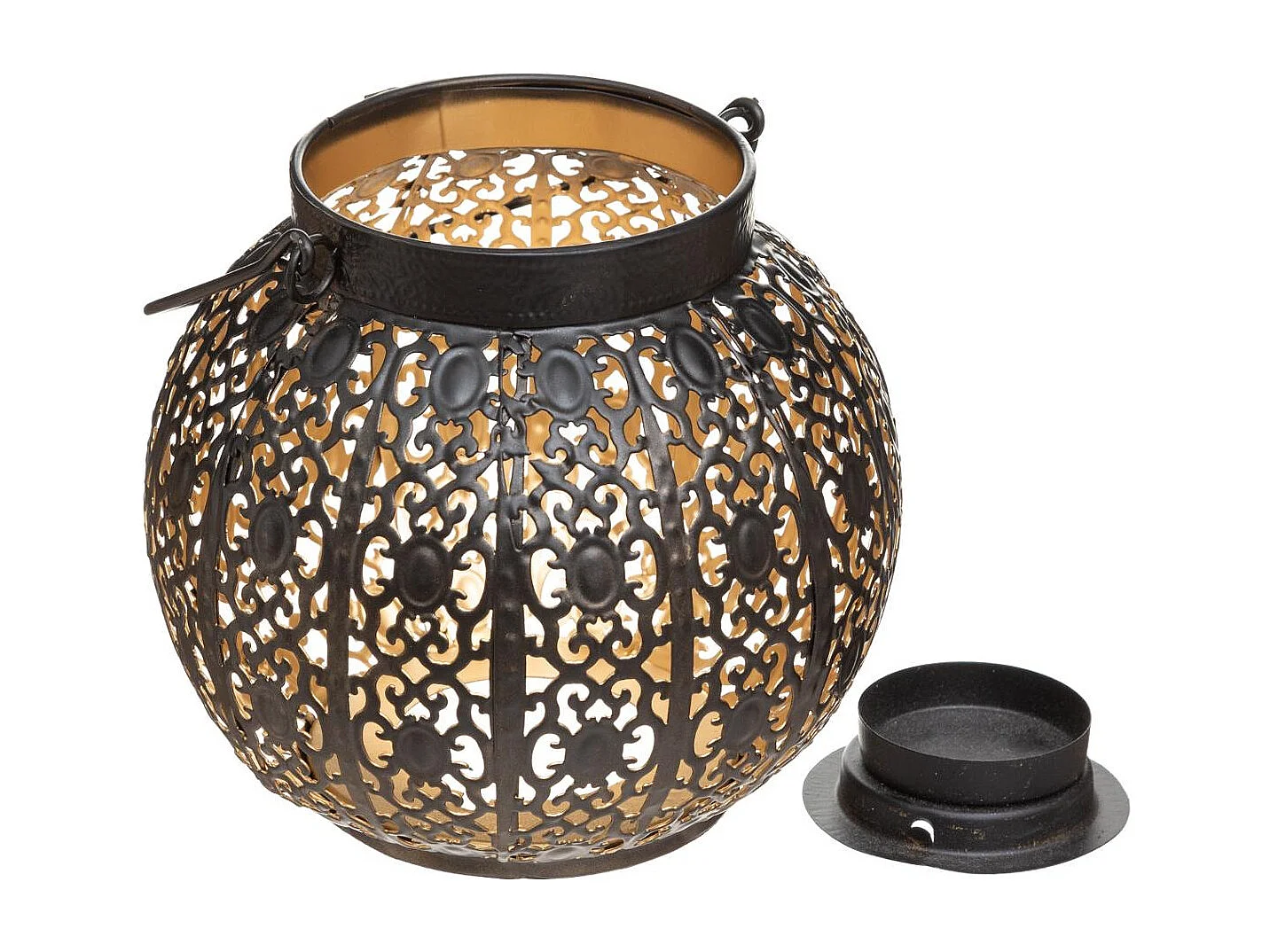 Lanterne en Métal Ronde "Ajouré" 15cm Noir