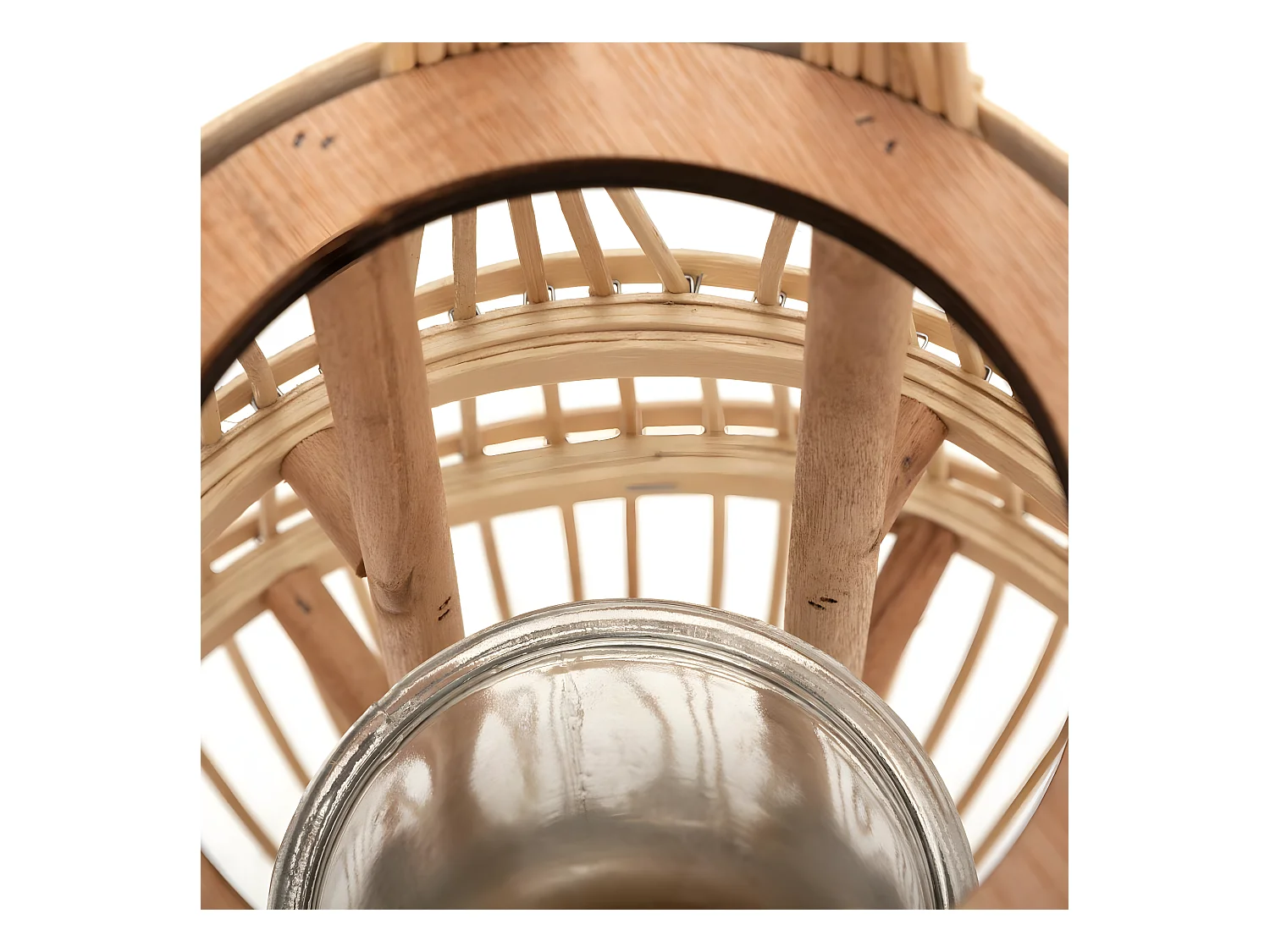 Lanterne à Anse en Rotin "Panier" 37cm Naturel