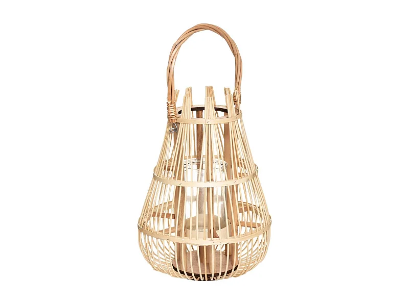 Lanterne à Anse en Rotin "Panier" 37cm Naturel