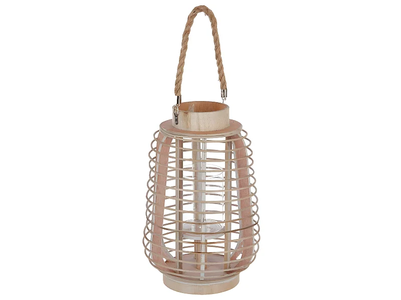 Lanterne en Verre "Rattan" 33cm Naturel