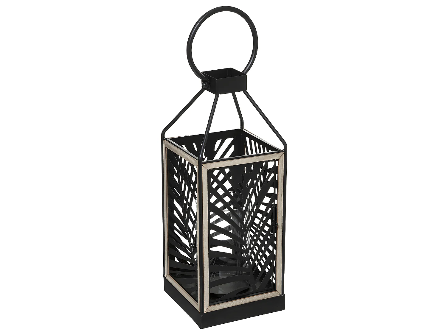 Lanterne en Métal Design "Feuillage" 38cm Noir