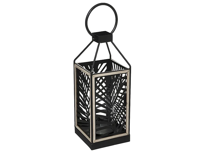 Lanterne en Métal Design "Feuillage" 38cm Noir