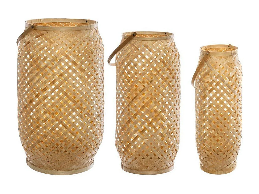 Lot de 3 Lanternes Bambou "Cross" 52cm Naturel