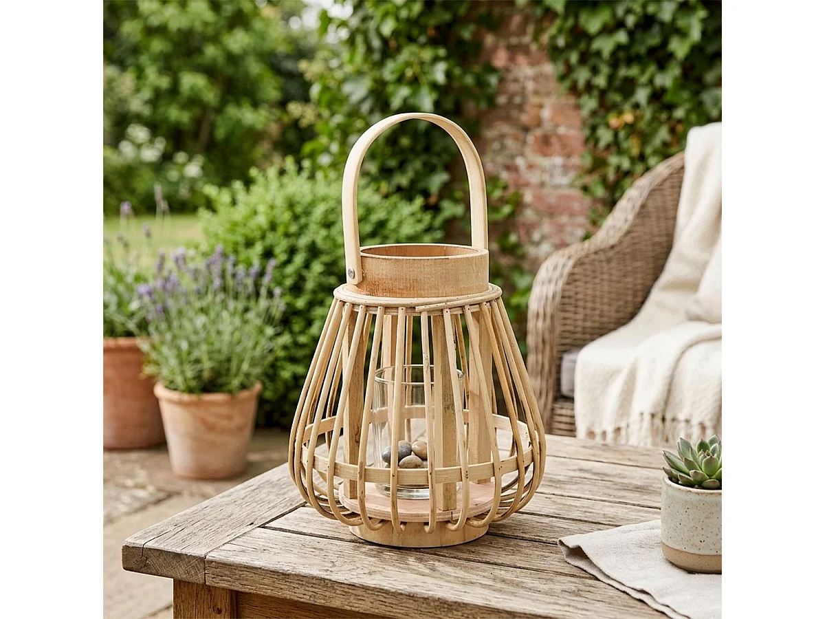 Lanterne en Bambou "Haite" 16cm Naturel