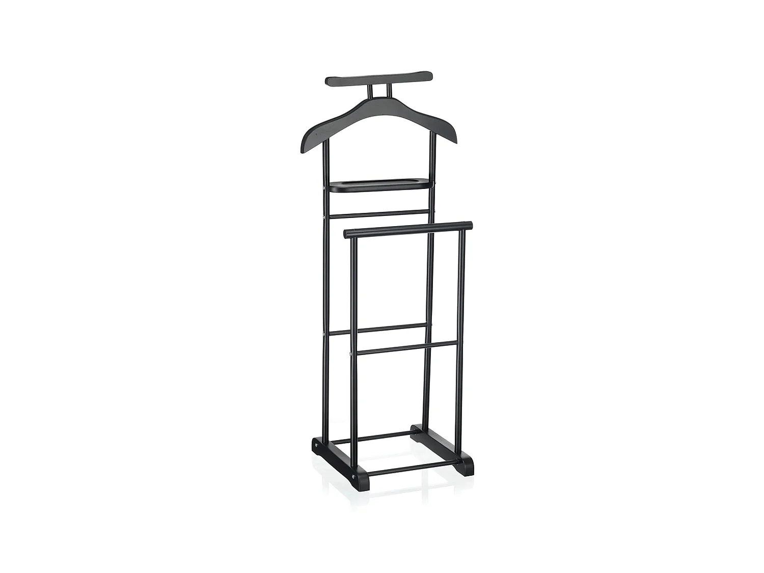 Valet de chambre MEDINA chevalet de nuit double portant pour vêtements, en MDF et métal laqué noir