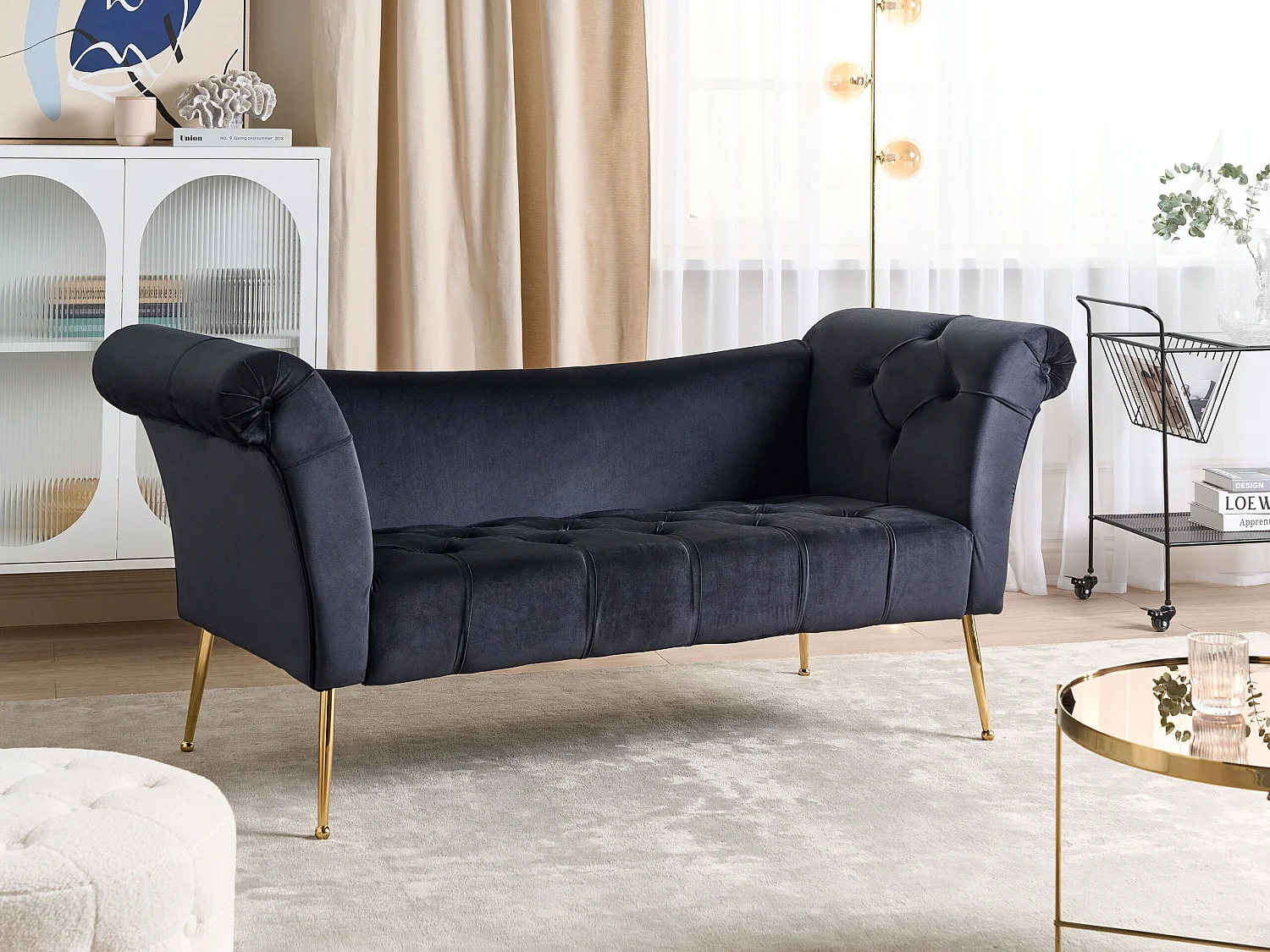 Chaise longue NANTILLY Fluweel Zwart