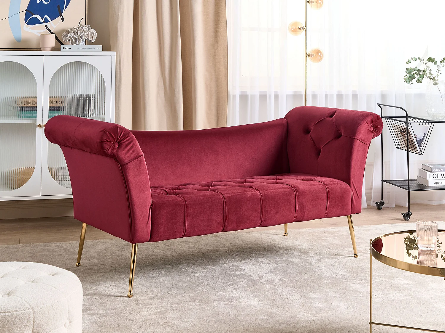 Chaise longue NANTILLY Velours Rouge foncé