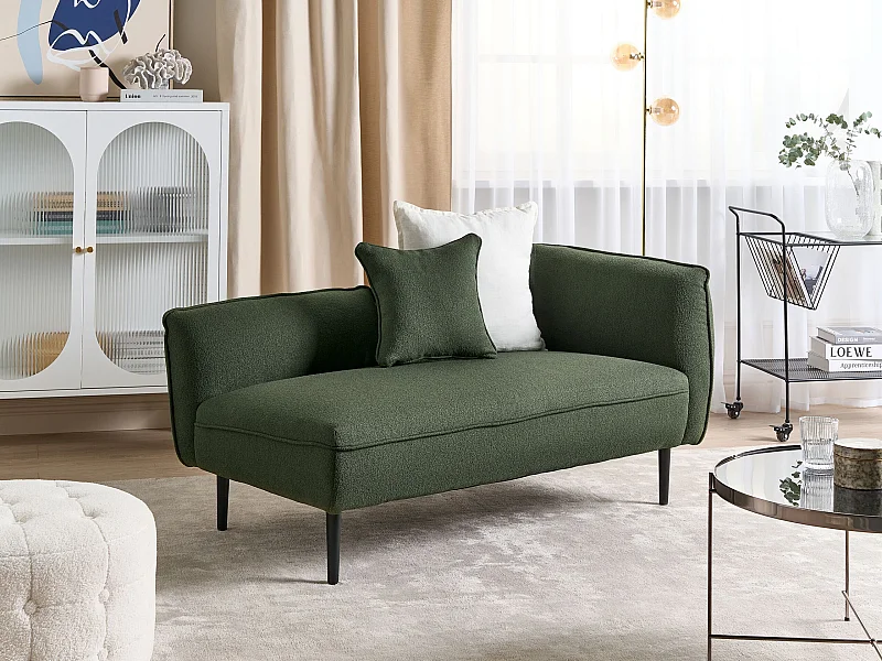 Chaise longue côté droit CHEVANNES Bouclé Vert foncé