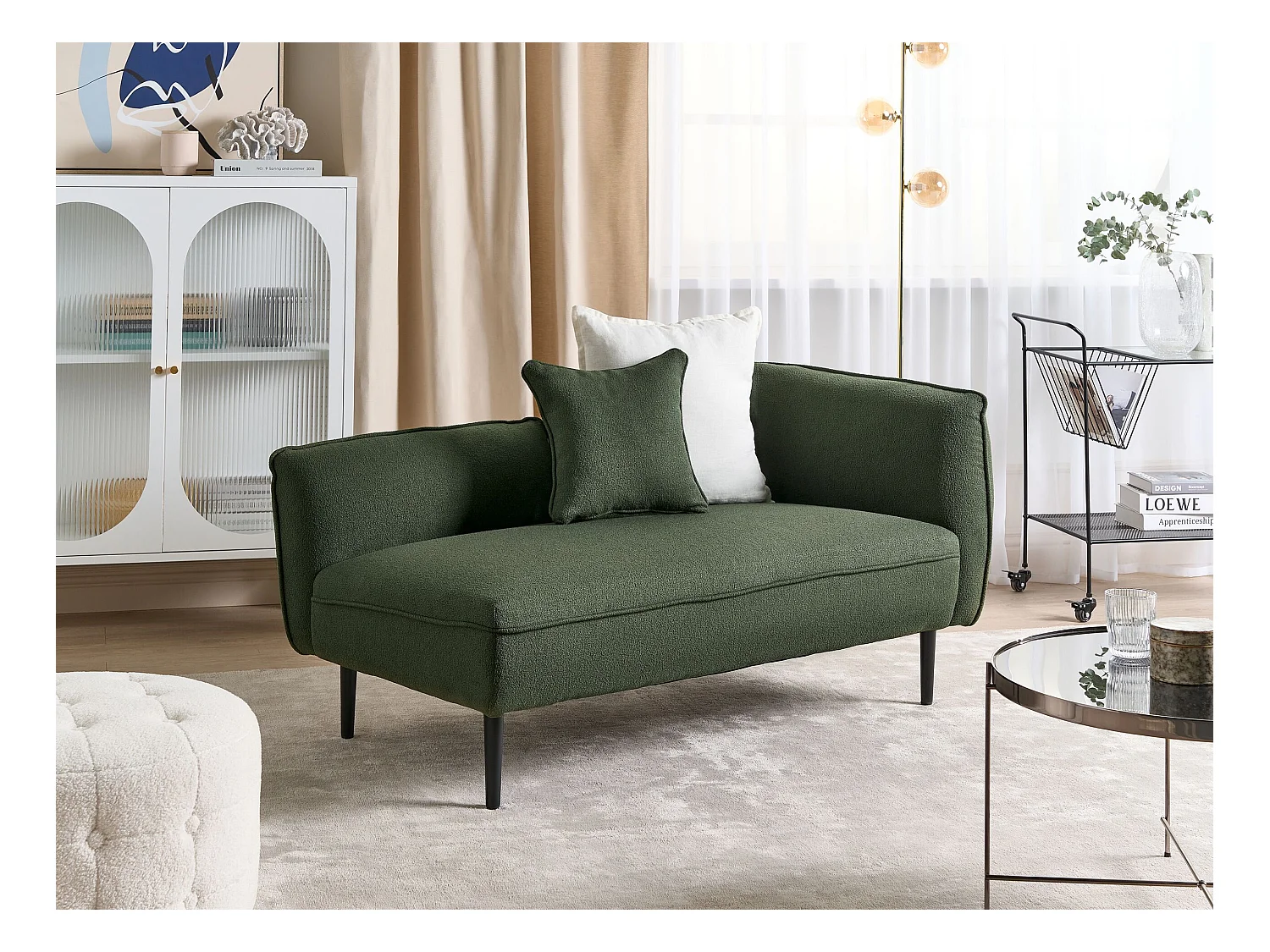 Chaise longue versione destra CHEVANNES Bouclé Verde scuro
