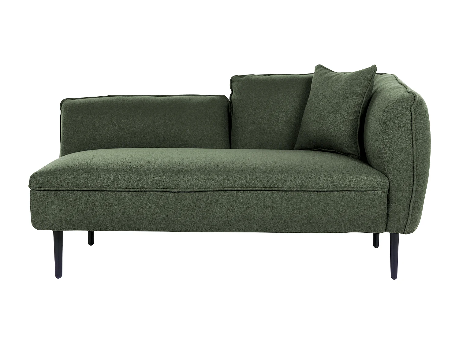 Chaiselongue Bouclé grün rechtsseitig mit Kissen Metallgestell Modern Chevannes