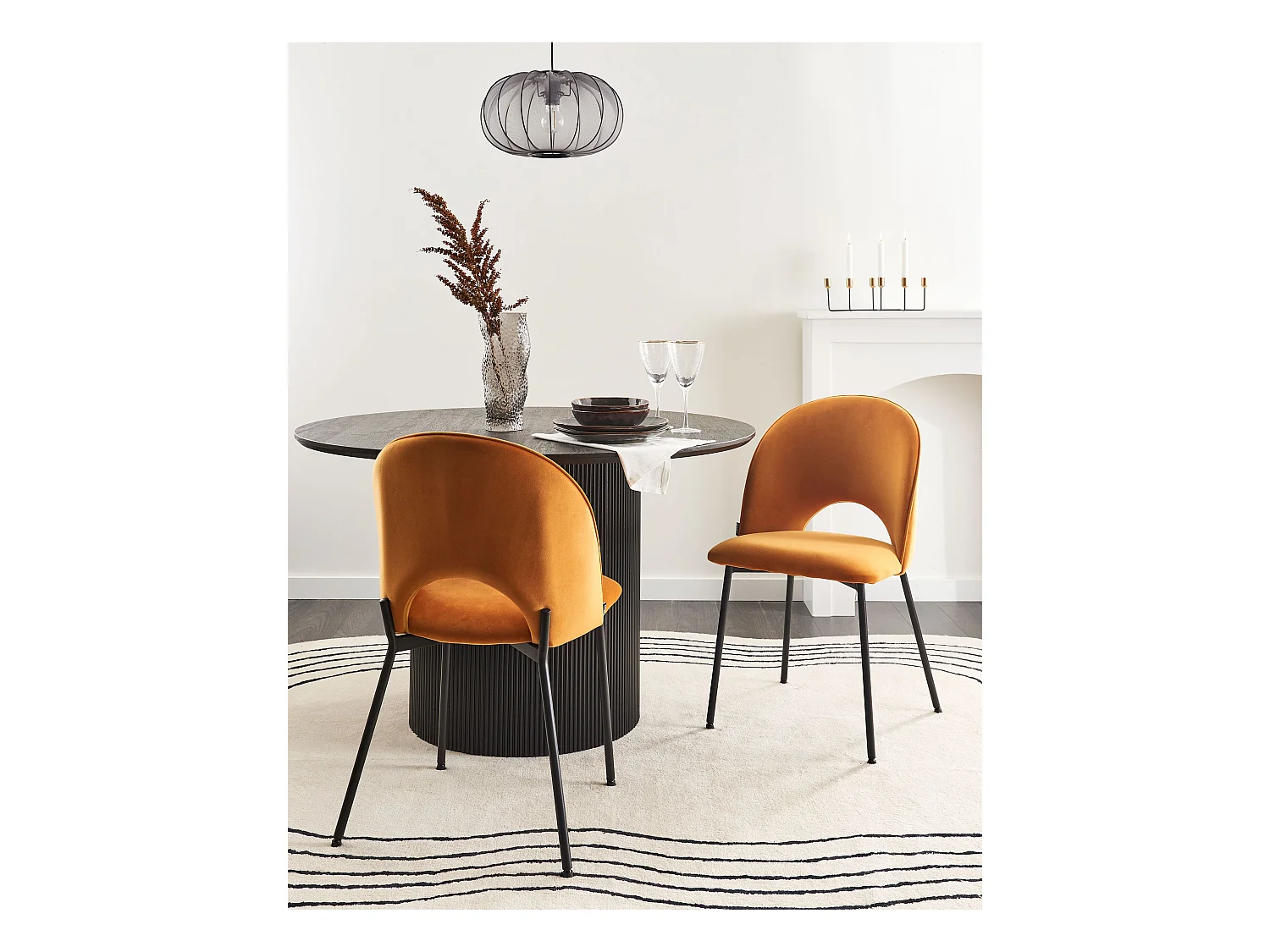 Lot de 2 chaises de salle à manger COVELO Velours Orange