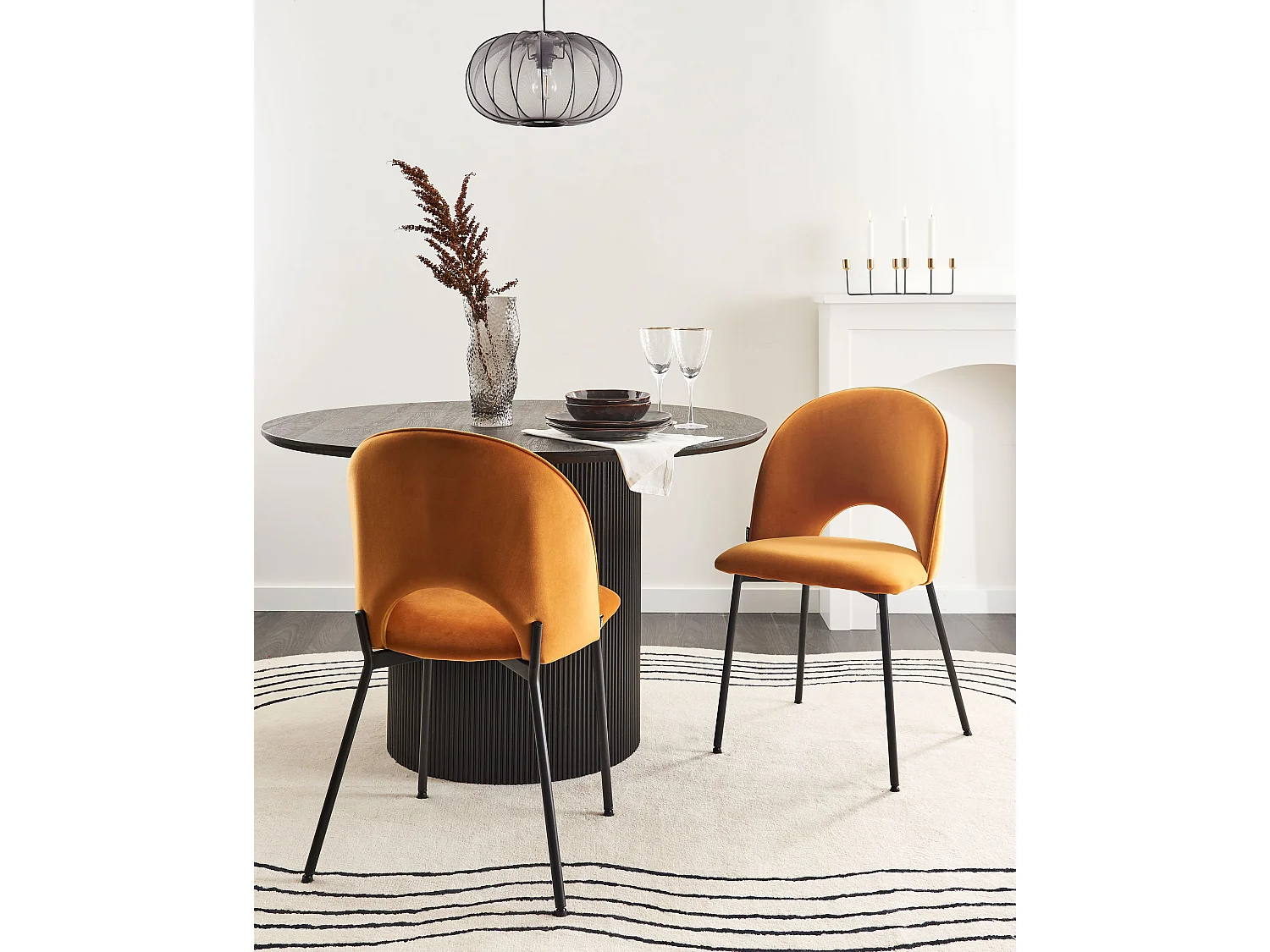 Eetkamerstoel COVELO Fluweel Oranje