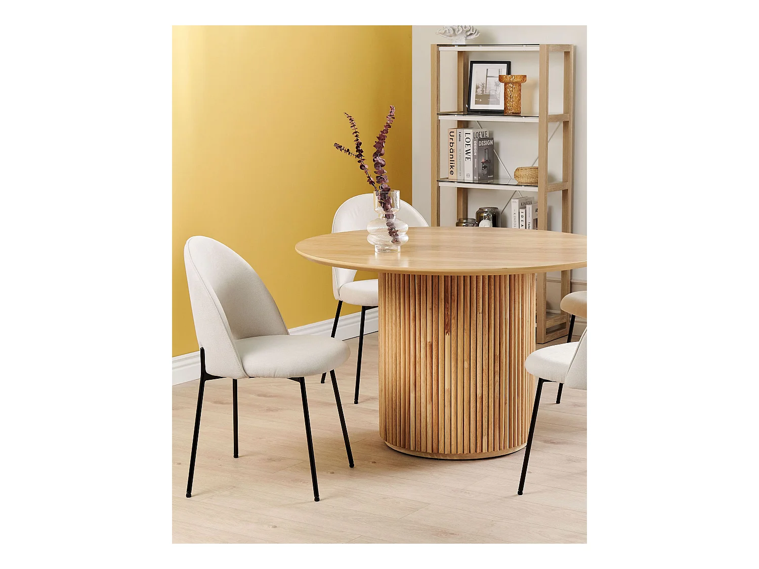 Esszimmerstuhl 2er-Set Stoffbezug beige mit schwarzem Metallgestell Retro Covelo