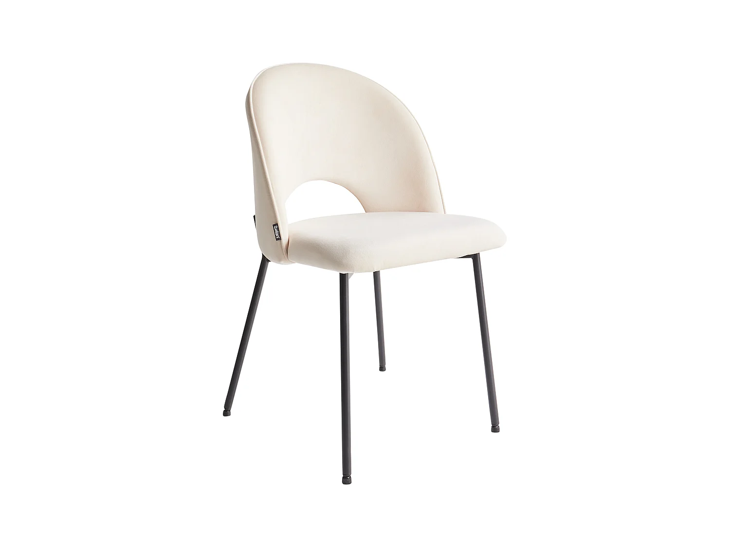 Esszimmerstuhl 2er-Set Stoffbezug beige mit schwarzem Metallgestell Retro Covelo