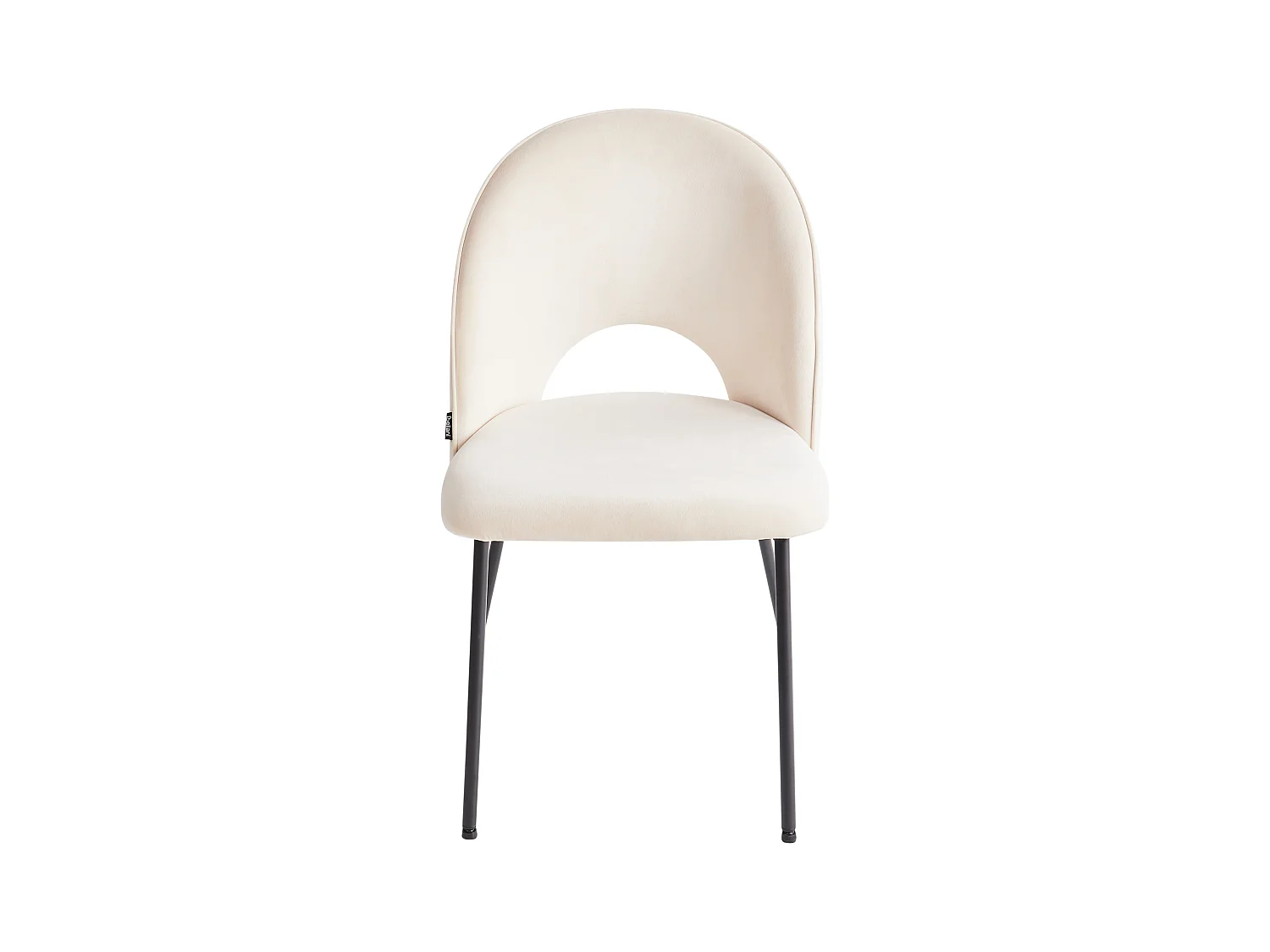 Esszimmerstuhl 2er-Set Stoffbezug beige mit schwarzem Metallgestell Retro Covelo