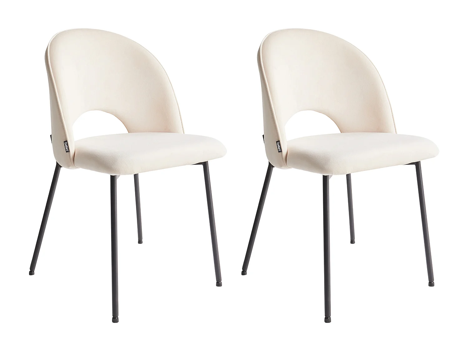 Esszimmerstuhl 2er-Set Stoffbezug beige mit schwarzem Metallgestell Retro Covelo