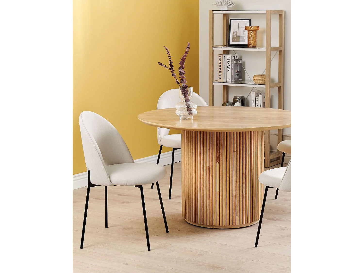 Esszimmerstuhl 2er-Set Stoffbezug beige mit schwarzem Metallgestell Retro Covelo