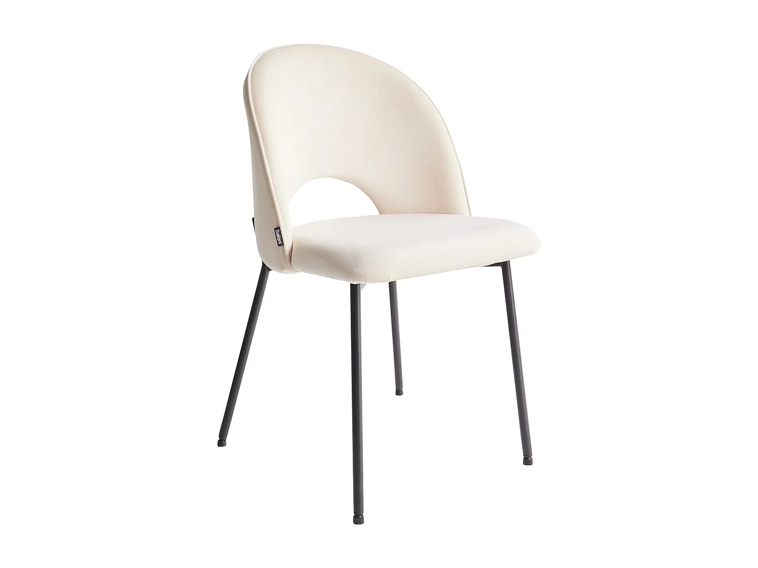 Esszimmerstuhl 2er-Set Stoffbezug beige mit schwarzem Metallgestell Retro Covelo