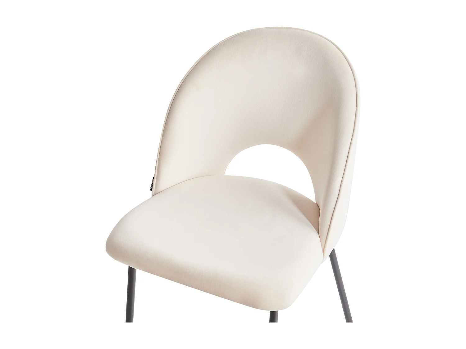 Esszimmerstuhl 2er-Set Stoffbezug beige mit schwarzem Metallgestell Retro Covelo