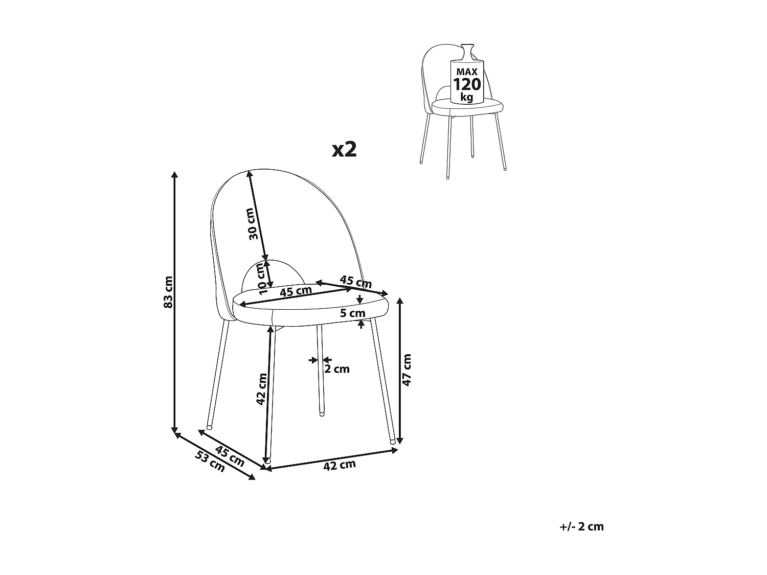 Set van 2 eetkamerstoelen COVELO Lichtbeige