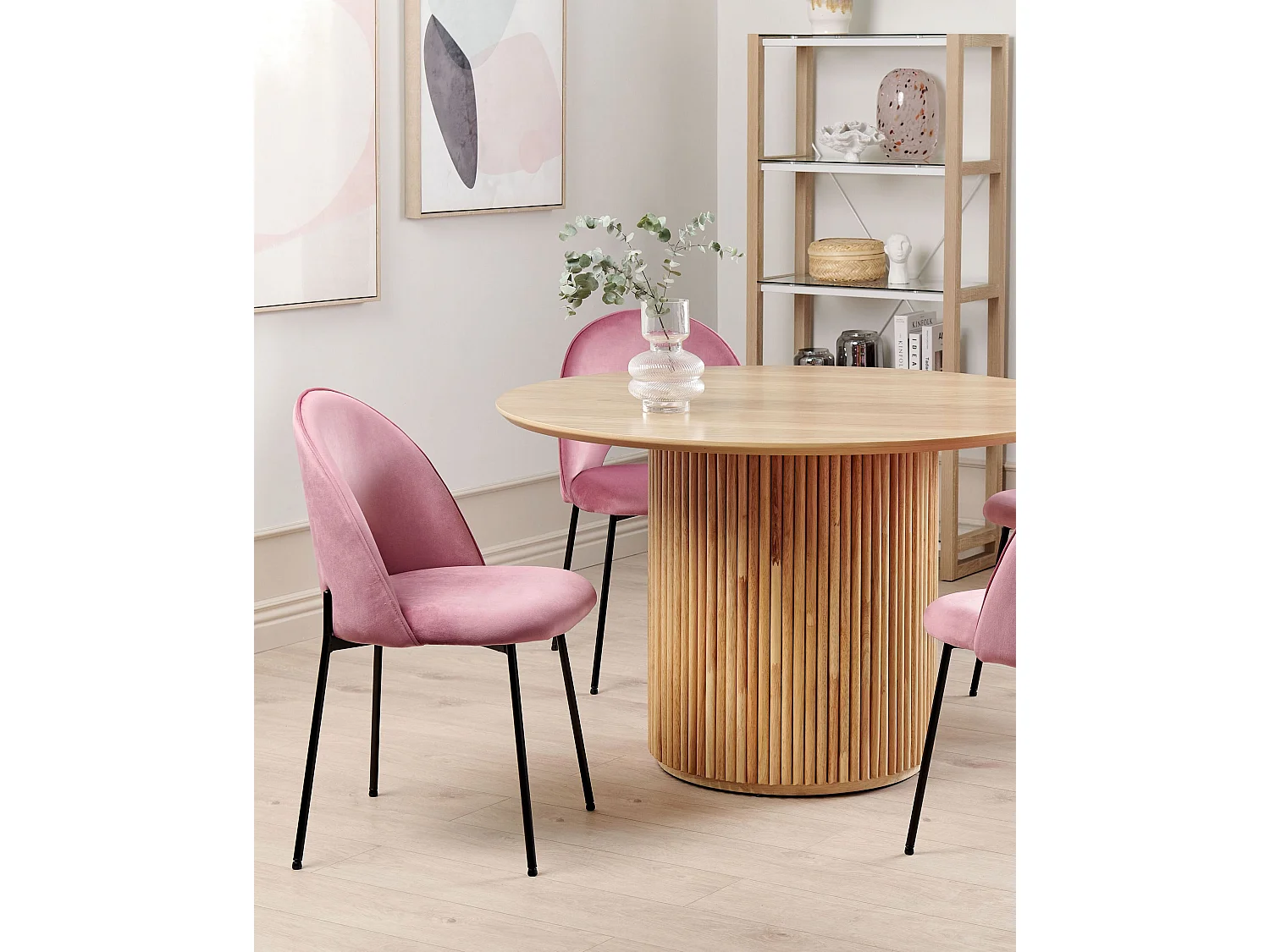 Lot de 2 chaises de salle à manger COVELO Velours Rose