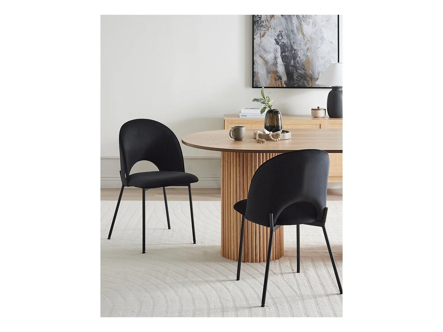 Set van 2 eetkamerstoelen COVELO Fluweel Zwart