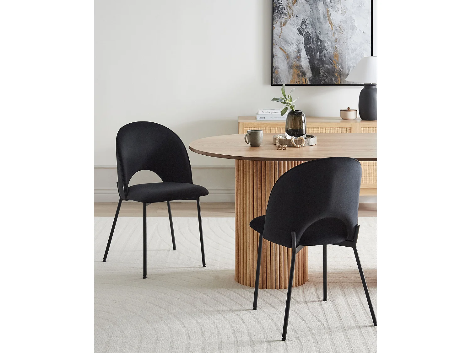 Lot de 2 chaises de salle à manger COVELO Velours Noir