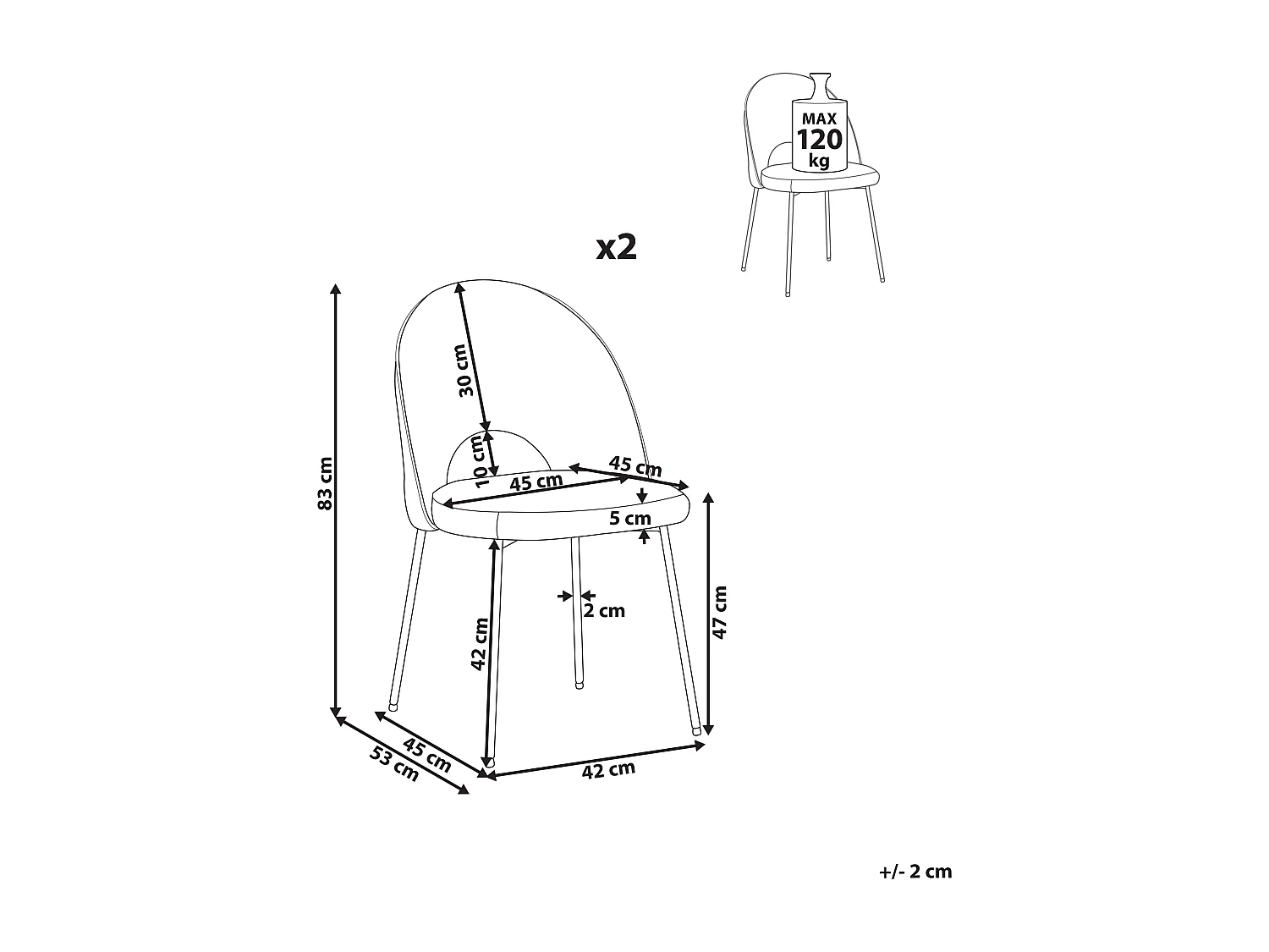 Lot de 2 chaises de salle à manger COVELO Velours Noir