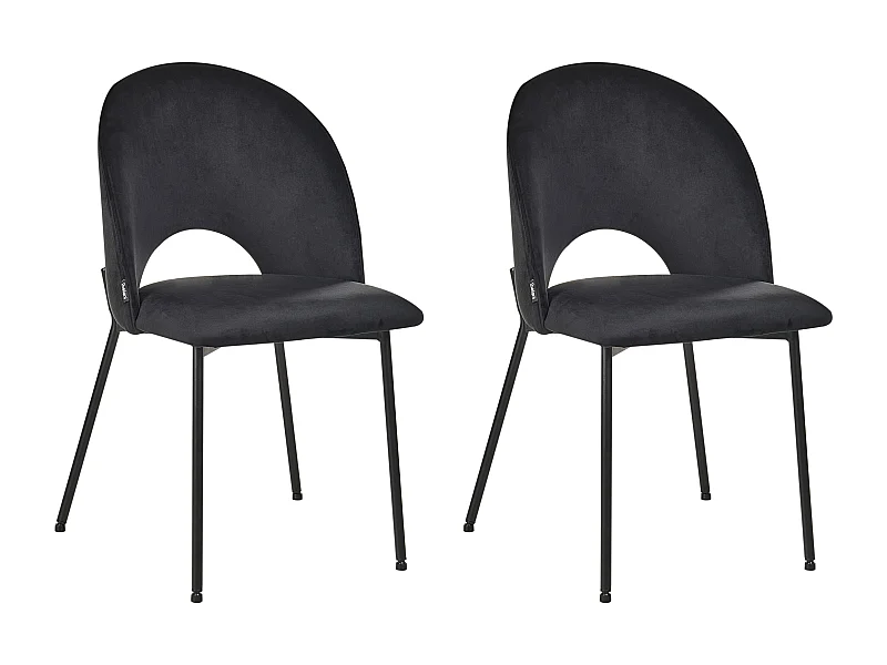 Lot de 2 chaises de salle à manger COVELO Velours Noir