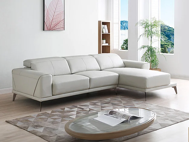 Ecksofa - Büffelleder - Ecke rechts - Beige - ANDOR