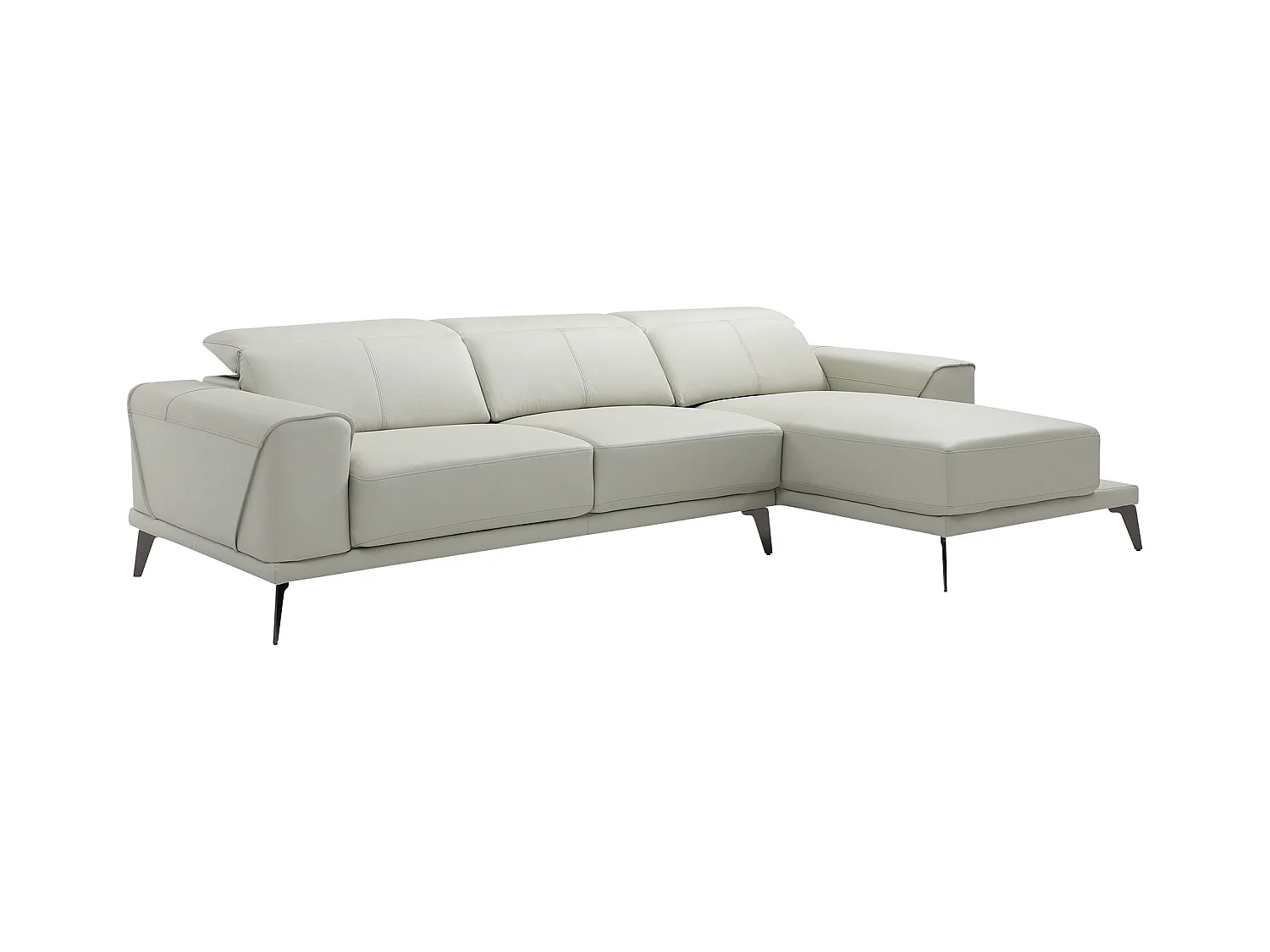 Zitbank met hoek rechts in beige buffelleder ANDOR