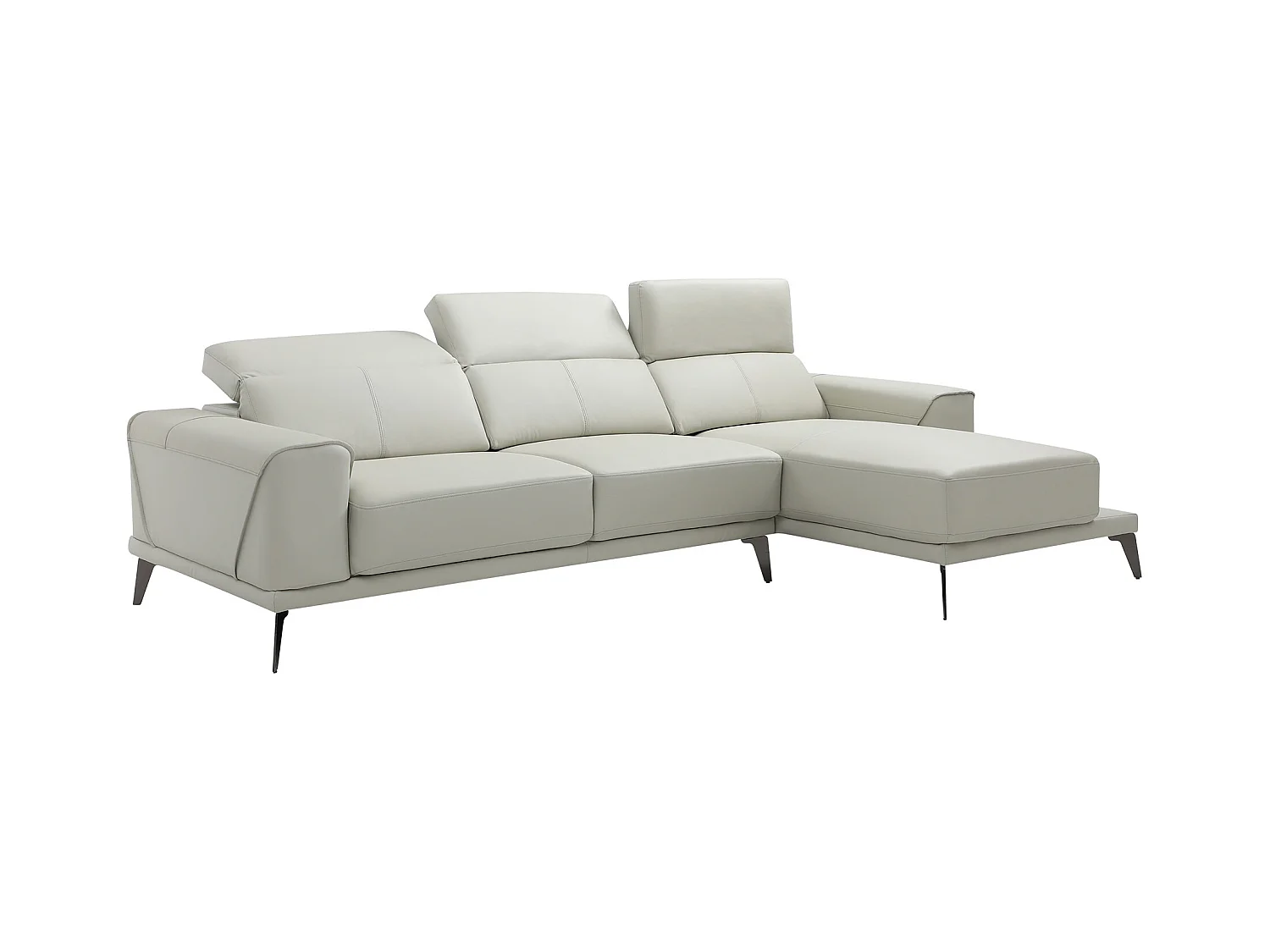 Zitbank met hoek rechts in beige buffelleder ANDOR