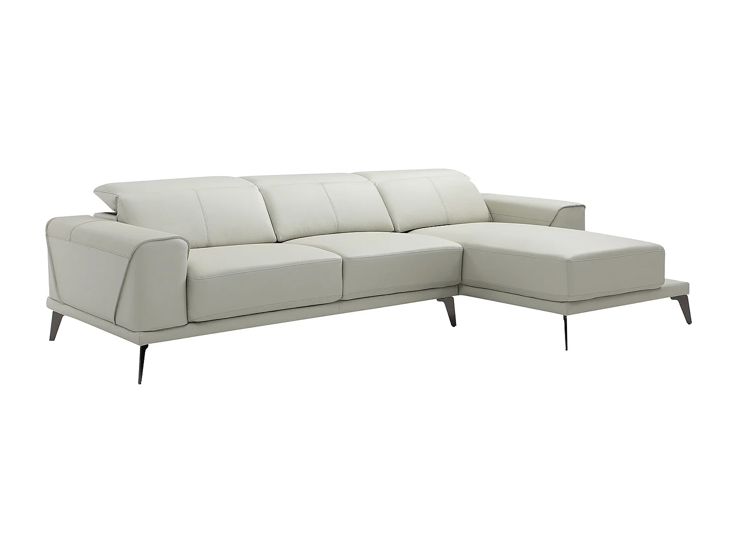 Zitbank met hoek rechts in beige buffelleder ANDOR