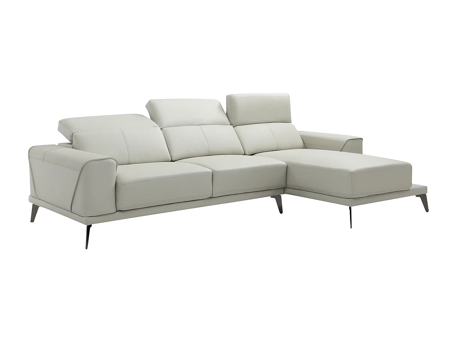 Zitbank met hoek rechts in beige buffelleder ANDOR