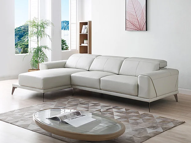 Ecksofa - Büffelleder - Ecke links - Beige - ANDOR