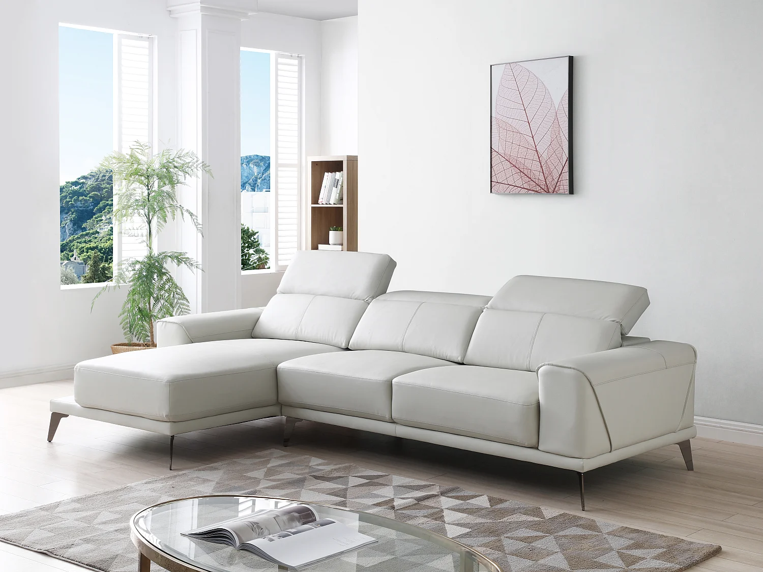 Ecksofa - Büffelleder - Ecke links - Beige - ANDOR