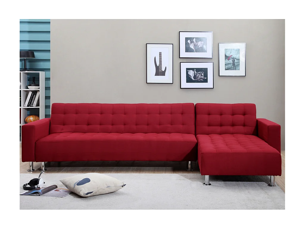 Ecksofa mit Schlaffunktion - Ecke wechselbar - Stoff - Rot - WILLIS II