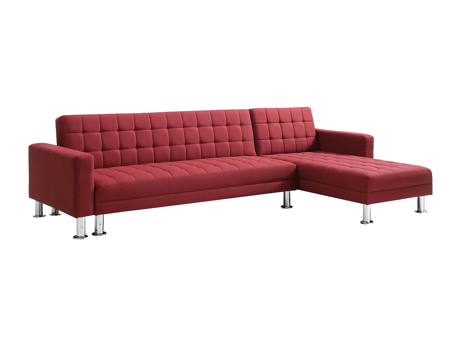 Canapé d'angle convertible et réversible en tissu rouge WILLIS II