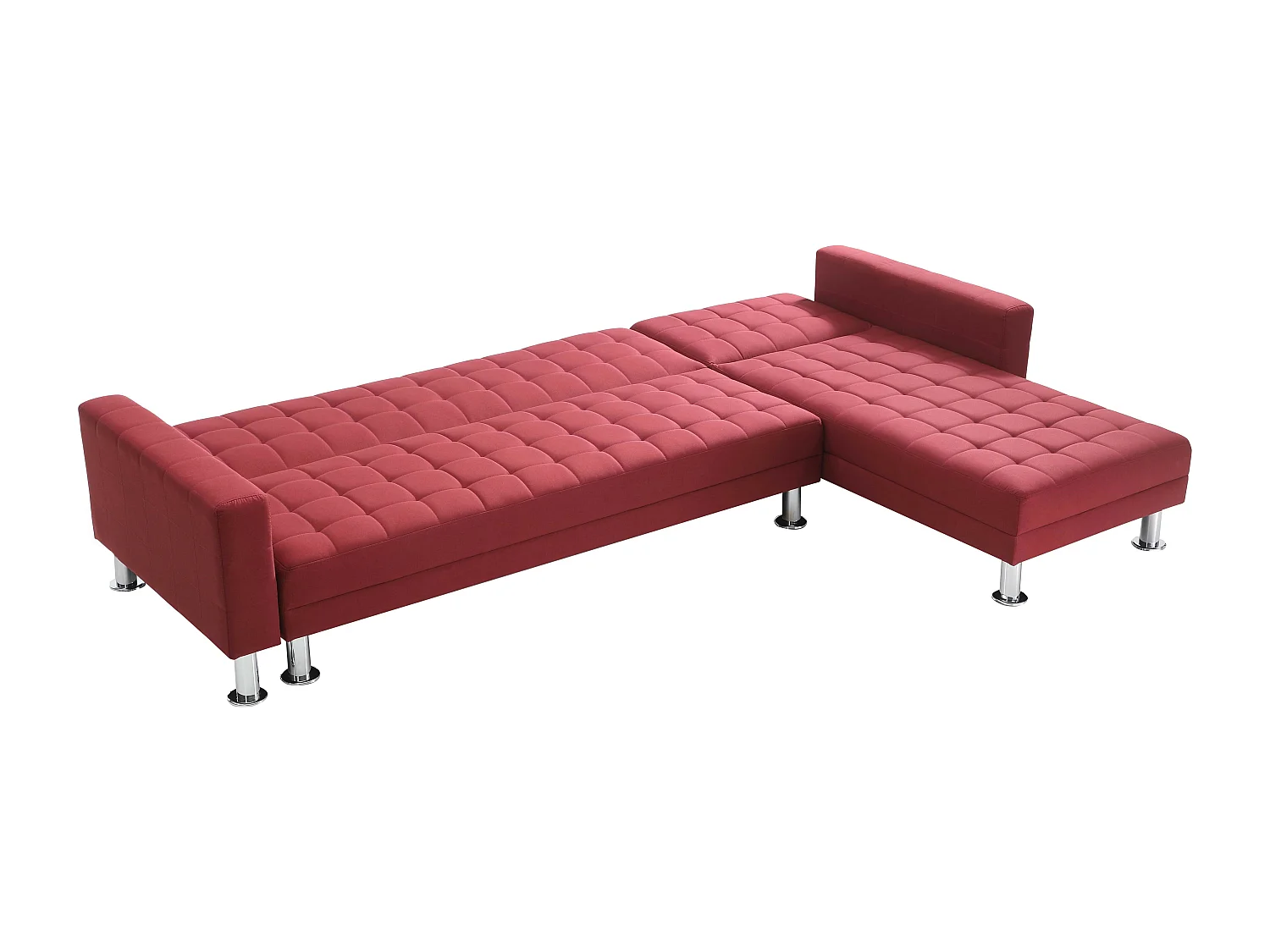 Canapé d'angle convertible et réversible en tissu rouge WILLIS II