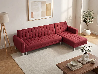 Ecksofa mit Schlaffunktion - Ecke wechselbar - Stoff - Rot - WILLIS II