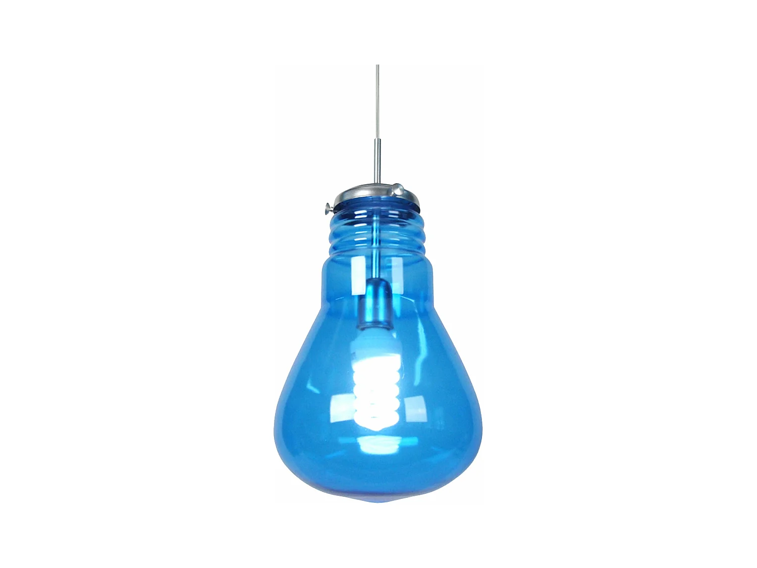 Suspensão TOSEL  AMPOULES  vidro abaulado azul D28 x  H88  cm