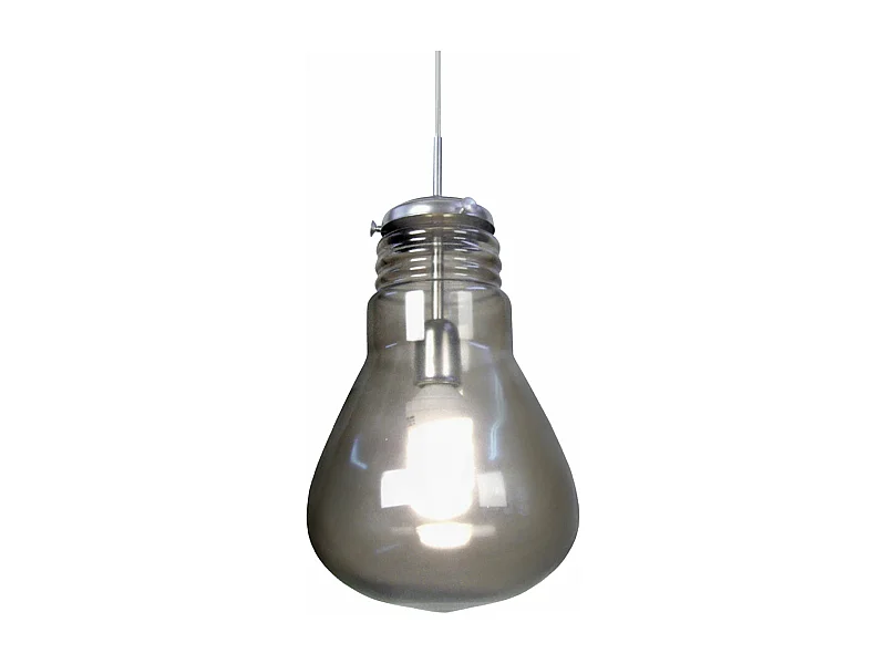 Suspension renflé verre  fumée 88 cm.