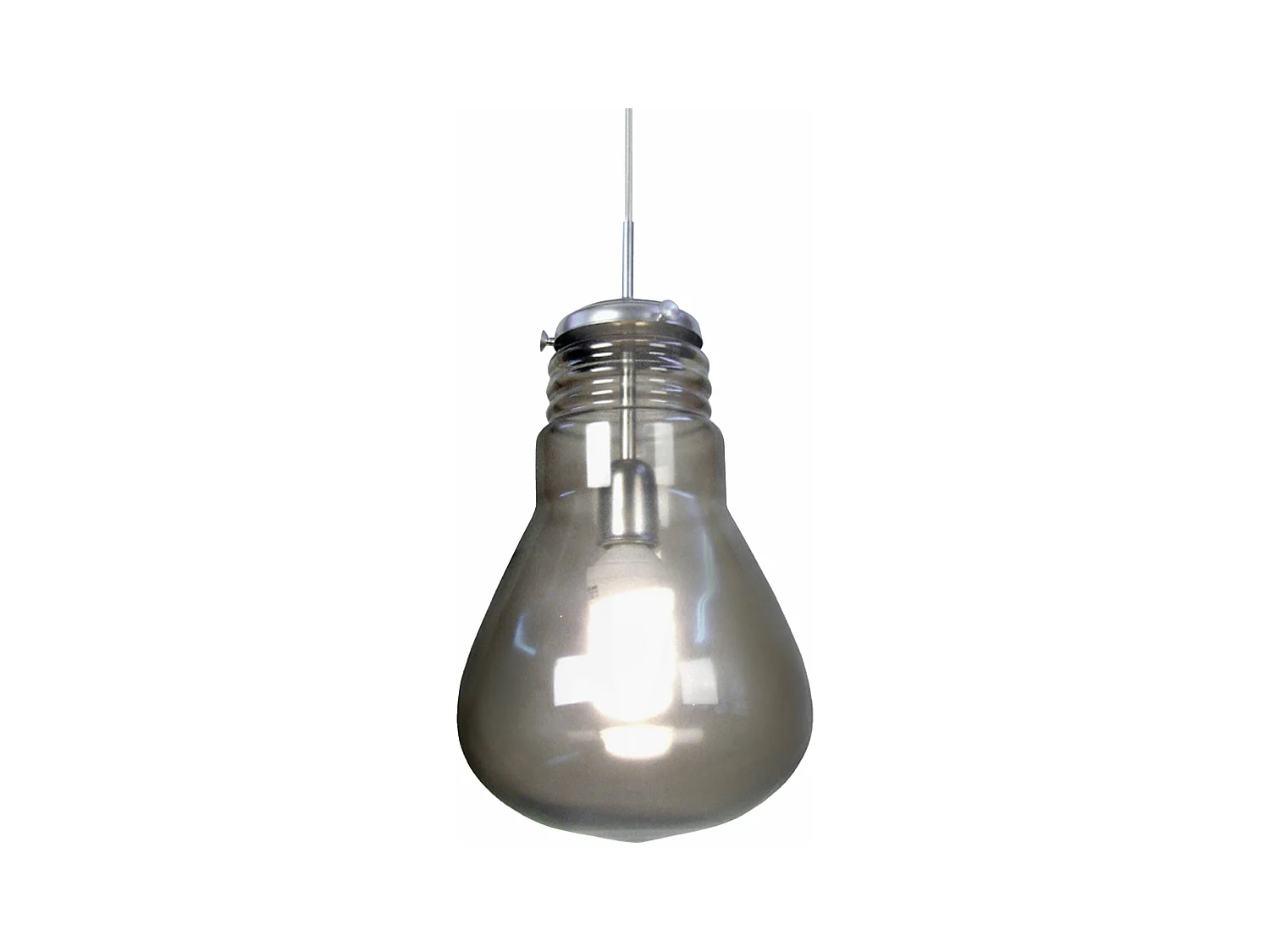 Suspension renflé verre  fumée 88 cm.
