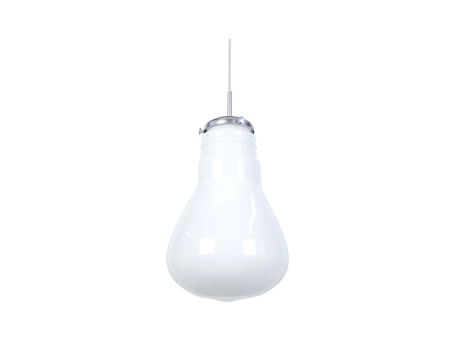 Suspension renflé verre  opal 88 cm.