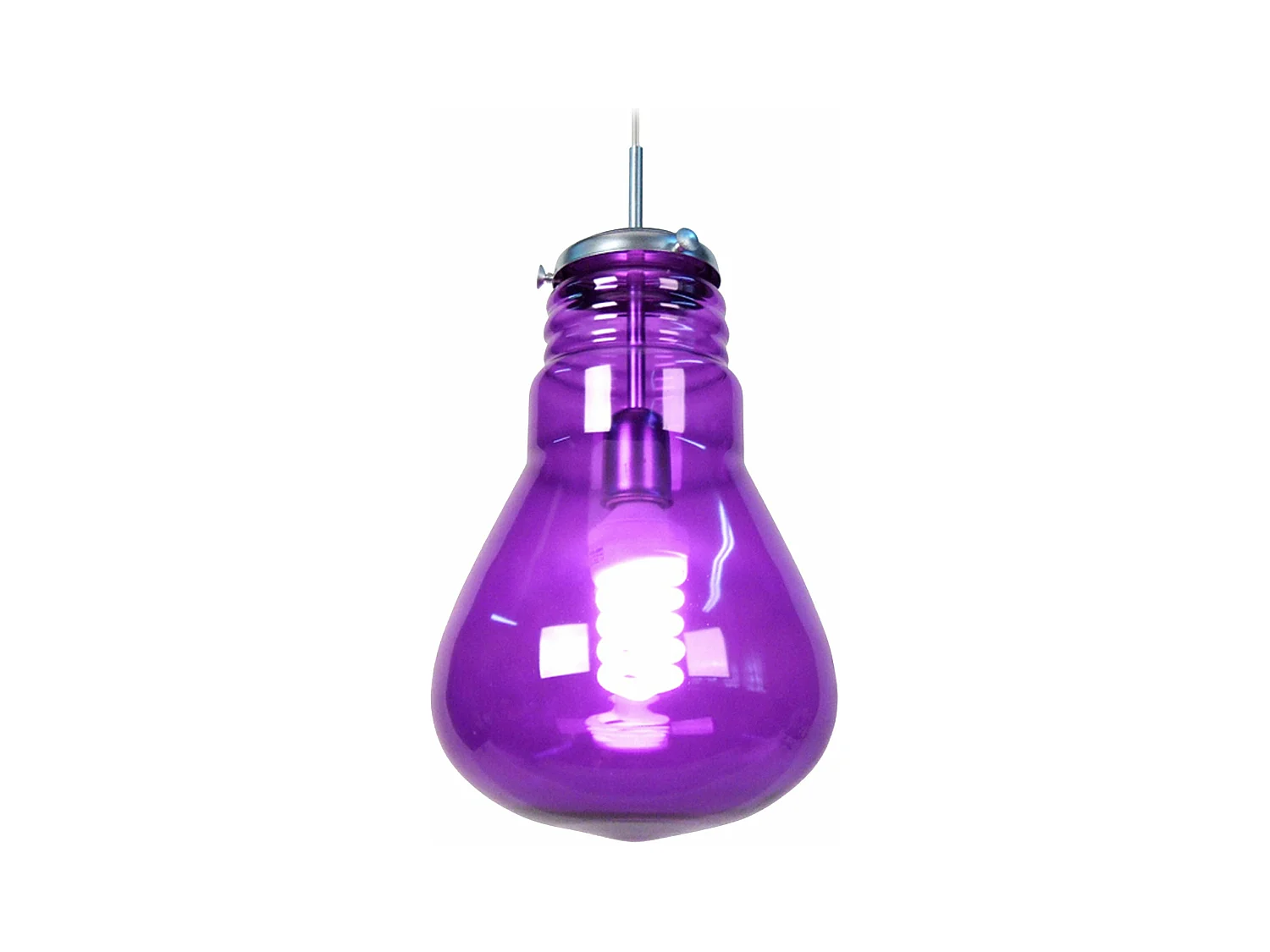 Suspensão TOSEL  AMPOULES  vidro abaulado roxo D28 x  H88  cm