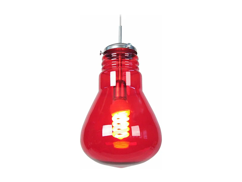 Suspensão TOSEL  AMPOULES  vidro abaulado vermelho D28 x  H88  cm