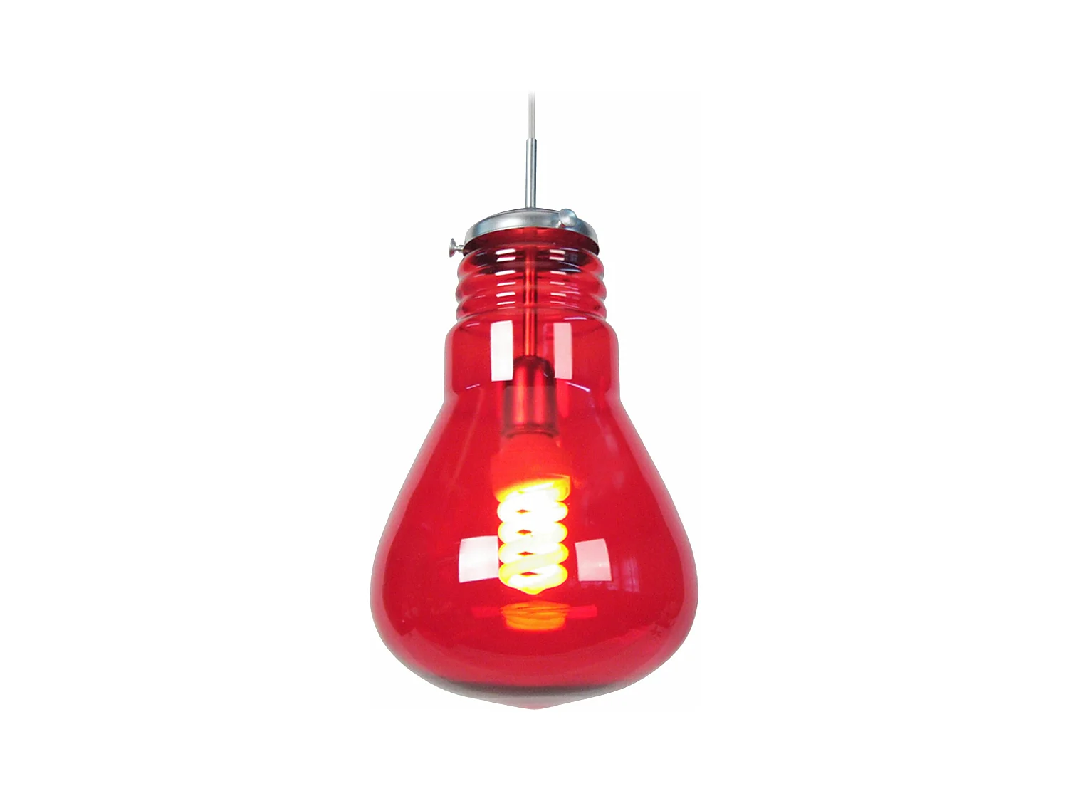 Suspensão TOSEL  AMPOULES  vidro abaulado vermelho D28 x  H88  cm