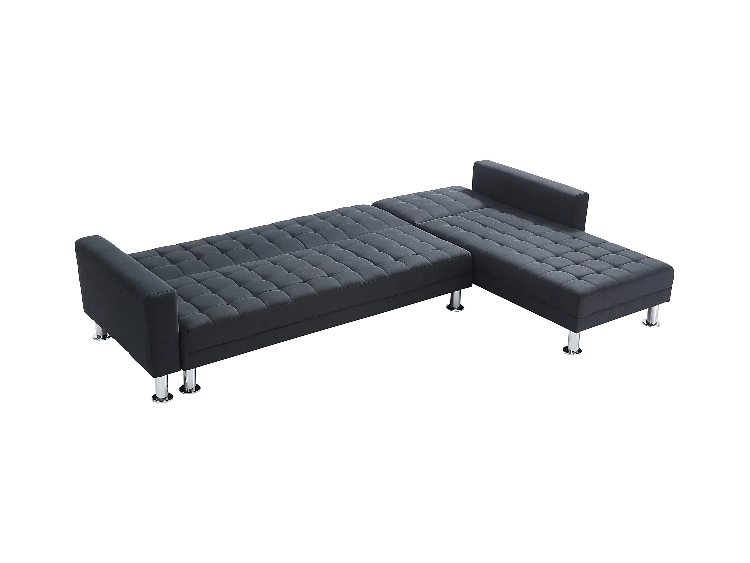Sofá de canto convertível em cama e reversível em tecido Preto WILLIS II