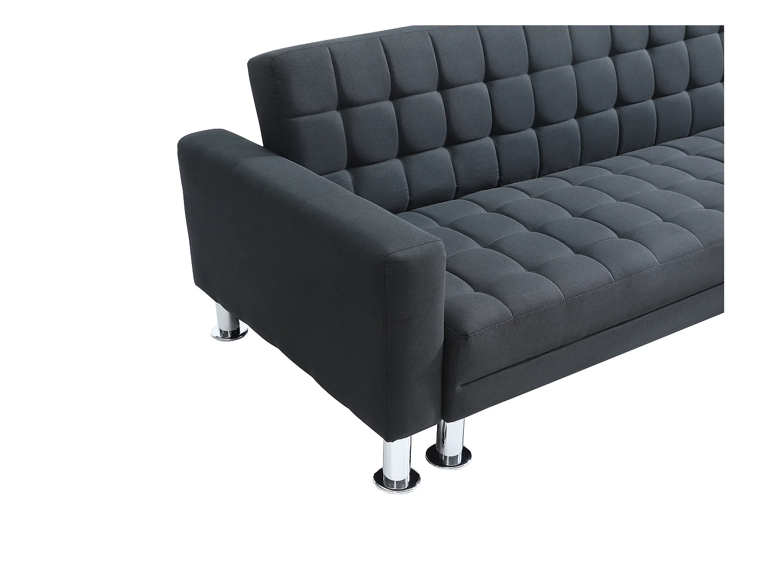 Sofá de canto convertível em cama e reversível em tecido Preto WILLIS II