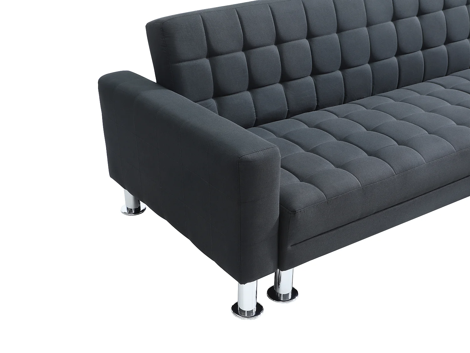 Sofá cama rinconera - Ángulo reversible - Tela - Negro - WILLIS II